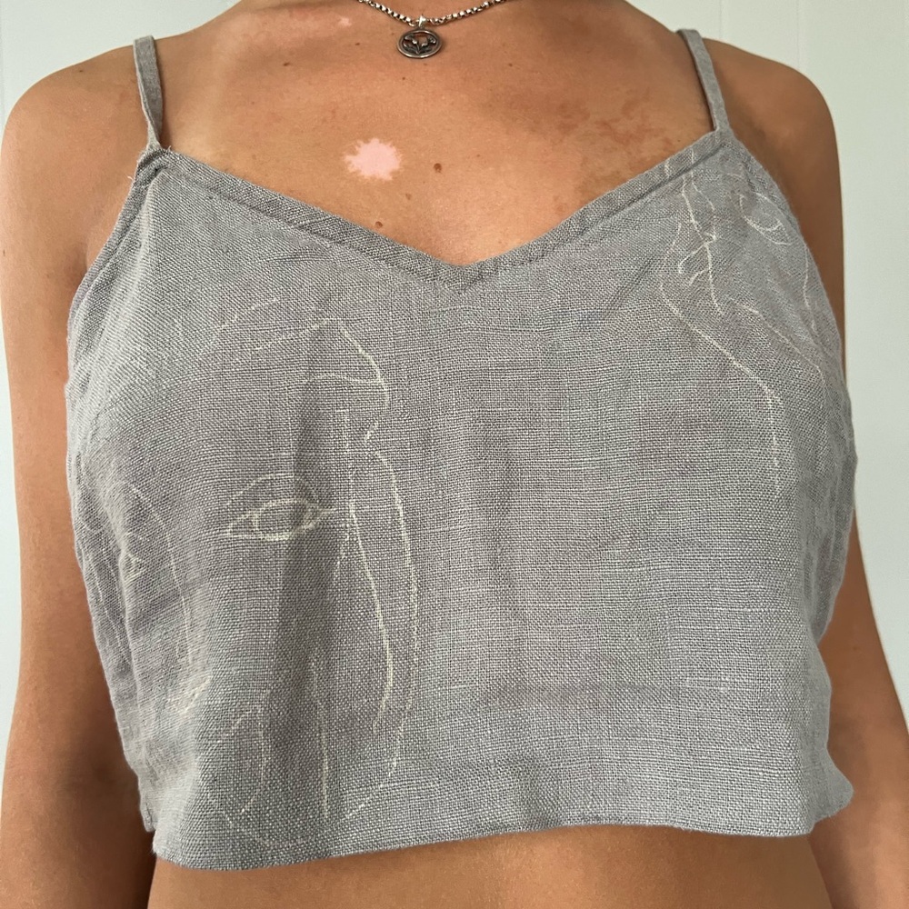 Paloma Wool Gray Camisole with Subtle Embroidery